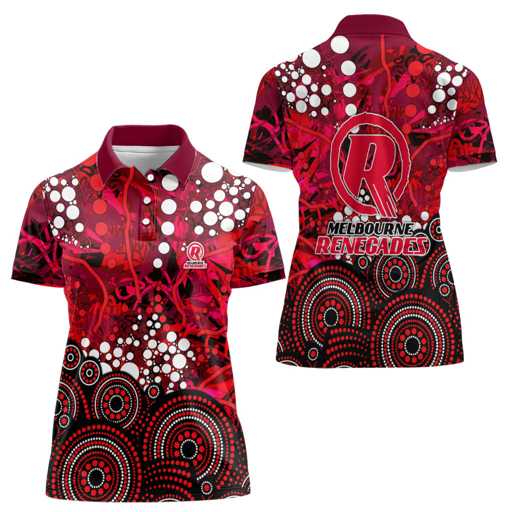 Melbourne Renegades Women Polo Shirt Graffiti Urban Aboriginal Dot Abstract Design