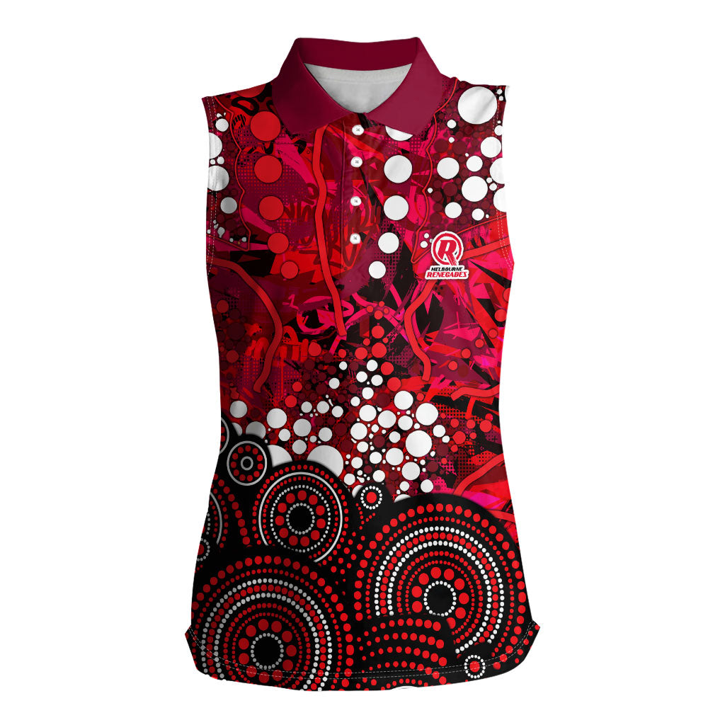 Melbourne Renegades Women Sleeveless Polo Shirt Graffiti Urban Aboriginal Dot Abstract Design