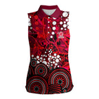 Melbourne Renegades Women Sleeveless Polo Shirt Graffiti Urban Aboriginal Dot Abstract Design