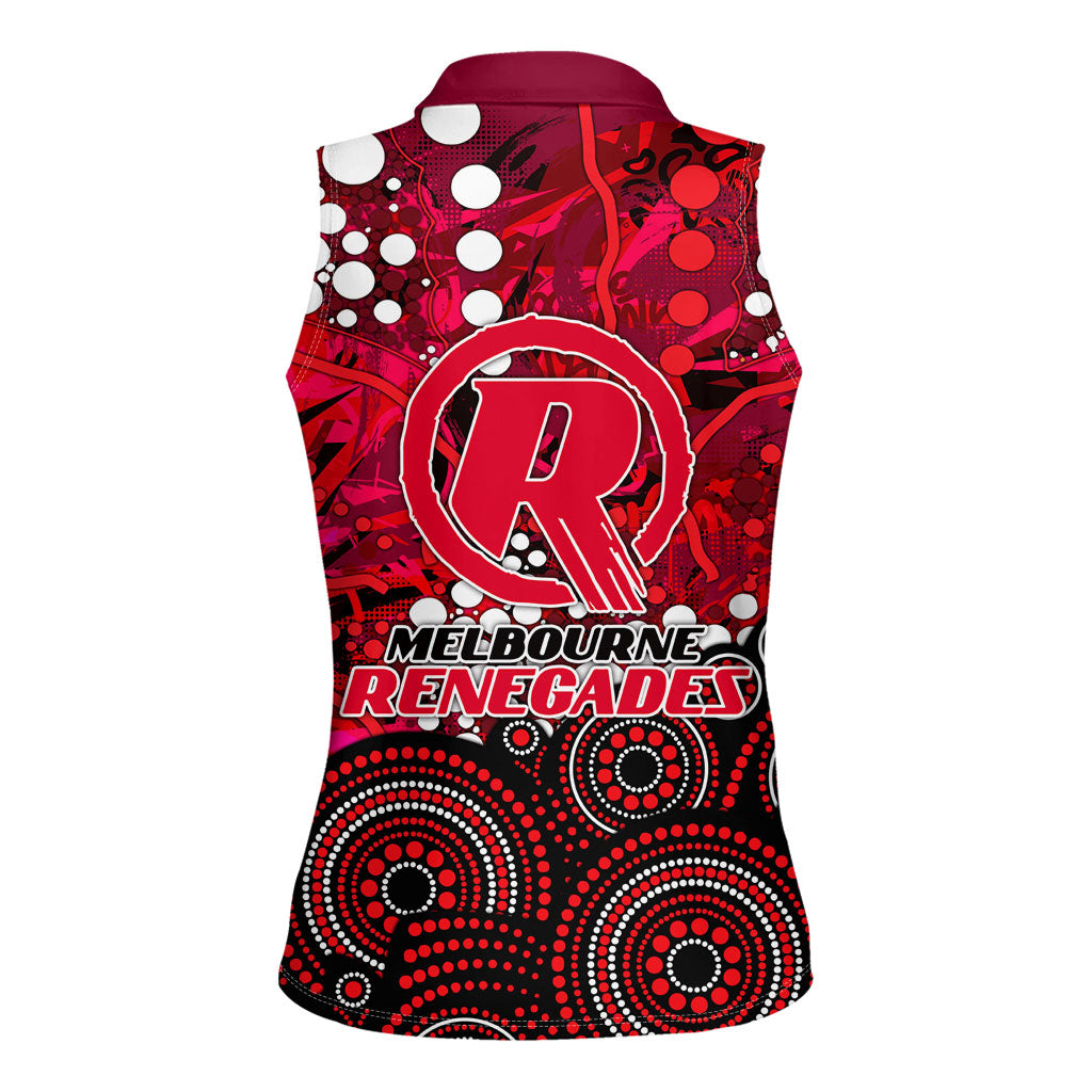 Melbourne Renegades Women Sleeveless Polo Shirt Graffiti Urban Aboriginal Dot Abstract Design