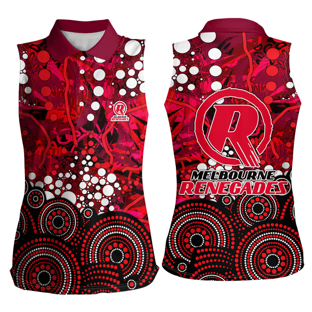 Melbourne Renegades Women Sleeveless Polo Shirt Graffiti Urban Aboriginal Dot Abstract Design