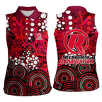 Melbourne Renegades Women Sleeveless Polo Shirt Graffiti Urban Aboriginal Dot Abstract Design