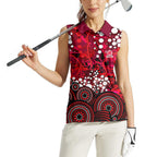 Melbourne Renegades Women Sleeveless Polo Shirt Graffiti Urban Aboriginal Dot Abstract Design