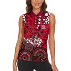 Melbourne Renegades Women Sleeveless Polo Shirt Graffiti Urban Aboriginal Dot Abstract Design