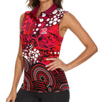 Melbourne Renegades Women Sleeveless Polo Shirt Graffiti Urban Aboriginal Dot Abstract Design