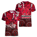 Melbourne Renegades Women V-Neck T-Shirt Graffiti Urban Aboriginal Dot Abstract Design