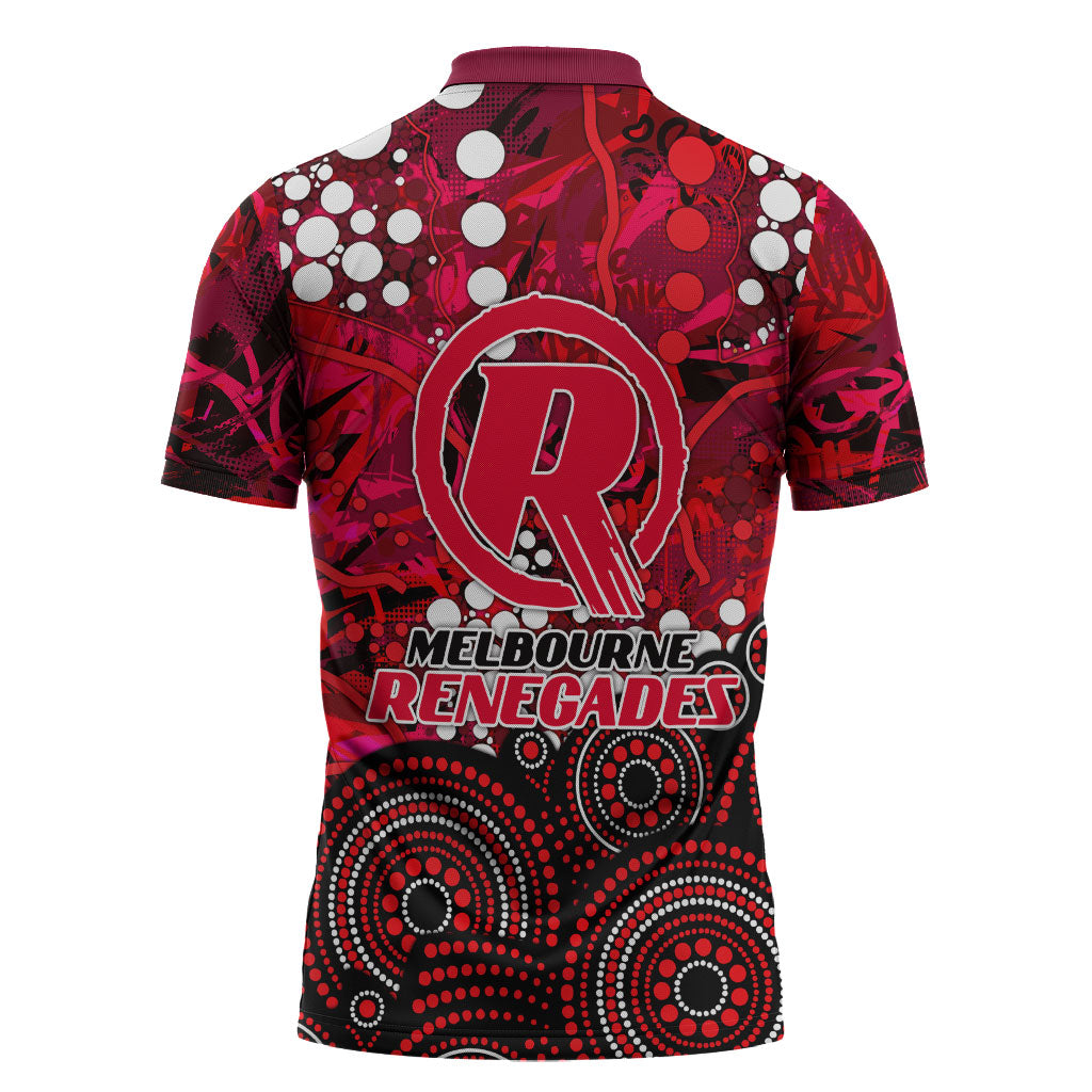 Melbourne Renegades Zipper Polo Shirt Graffiti Urban Aboriginal Dot Abstract Design