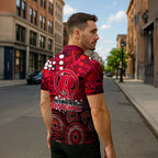 Melbourne Renegades Zipper Polo Shirt Graffiti Urban Aboriginal Dot Abstract Design