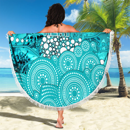 Brisbane Heat Beach Blanket Graffiti Urban Aboriginal Dot Abstract Design