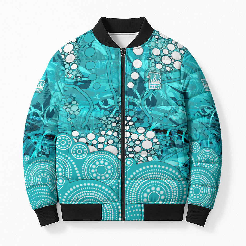 Brisbane Heat Bomber Puffer Jacket Graffiti Urban Aboriginal Dot Abstract Design