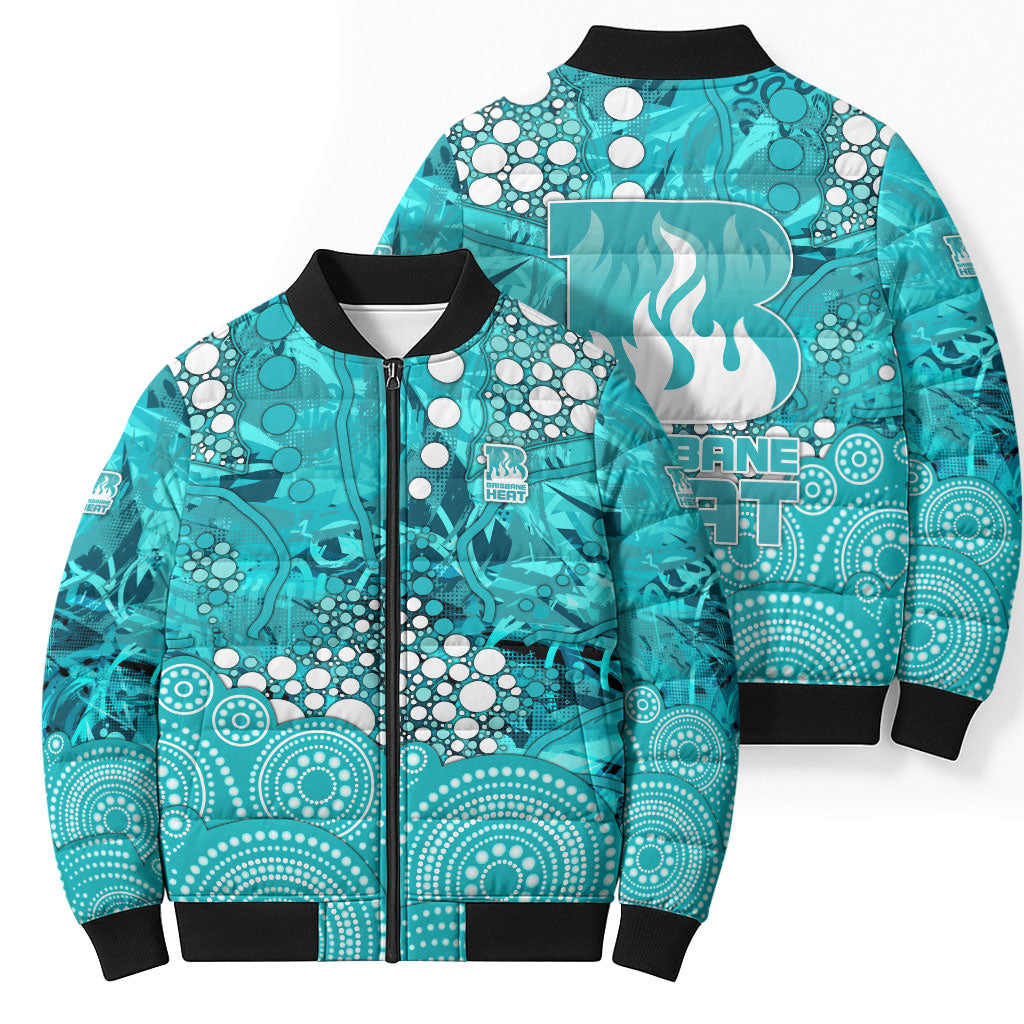 Brisbane Heat Bomber Puffer Jacket Graffiti Urban Aboriginal Dot Abstract Design
