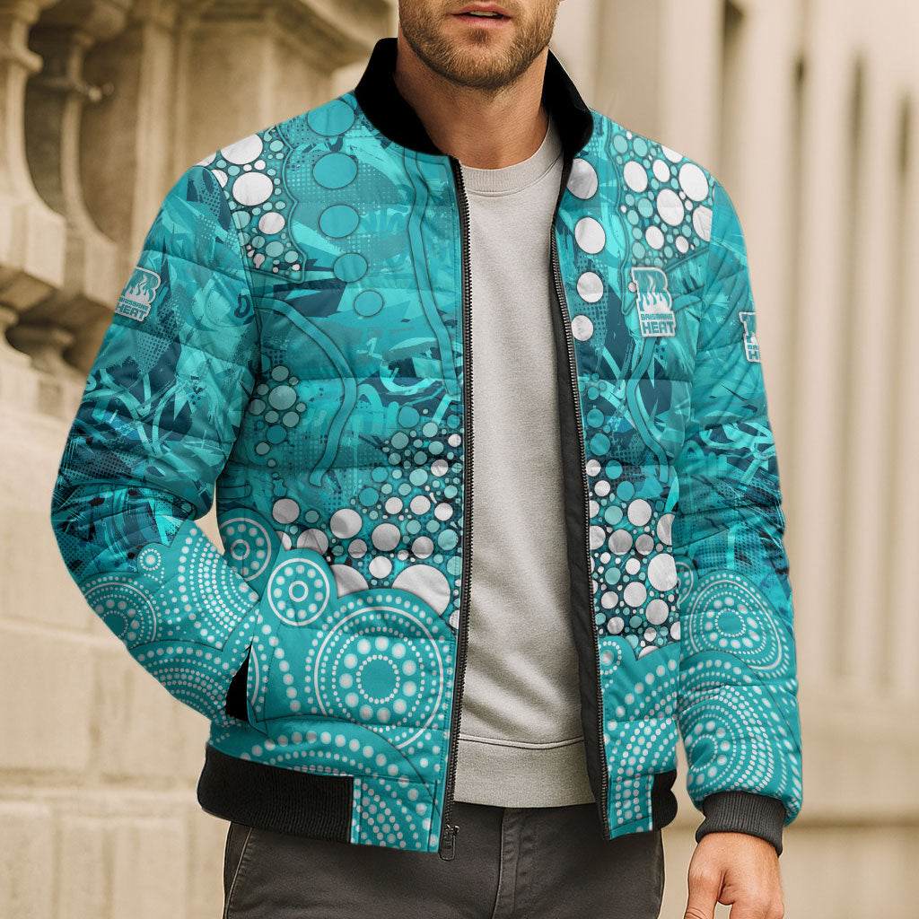 Brisbane Heat Bomber Puffer Jacket Graffiti Urban Aboriginal Dot Abstract Design