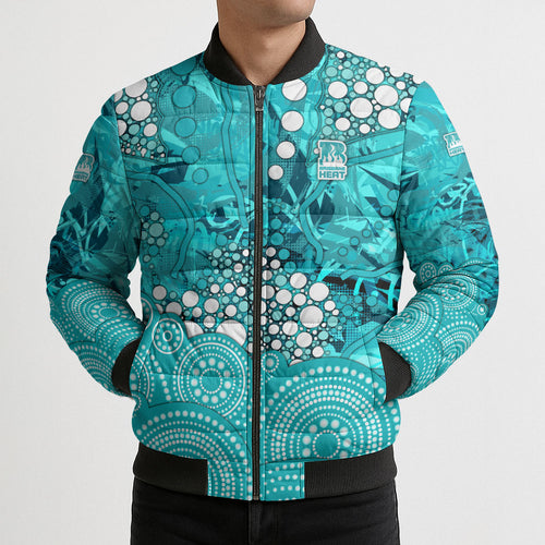Brisbane Heat Bomber Puffer Jacket Graffiti Urban Aboriginal Dot Abstract Design