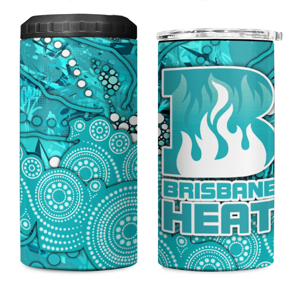 Brisbane Heat 4 in 1 Can Cooler Tumbler Graffiti Urban Aboriginal Dot Abstract Design