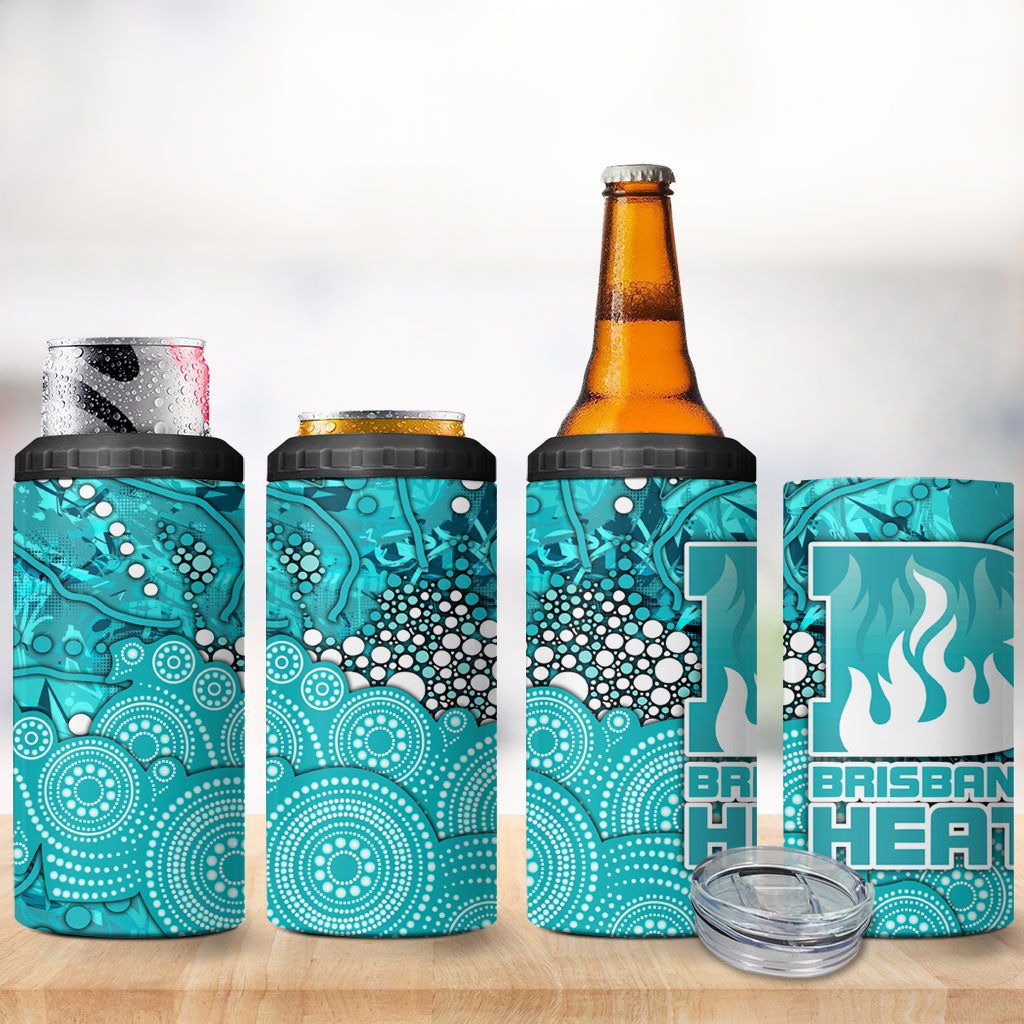 Brisbane Heat 4 in 1 Can Cooler Tumbler Graffiti Urban Aboriginal Dot Abstract Design