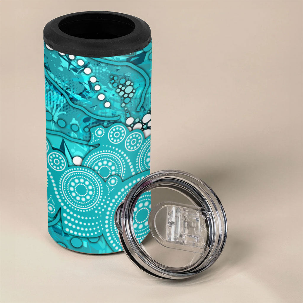 Brisbane Heat 4 in 1 Can Cooler Tumbler Graffiti Urban Aboriginal Dot Abstract Design
