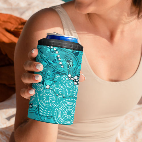 Brisbane Heat 4 in 1 Can Cooler Tumbler Graffiti Urban Aboriginal Dot Abstract Design