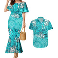 Brisbane Heat Couples Matching Mermaid Dress and Hawaiian Shirt Graffiti Urban Aboriginal Dot Abstract Design
