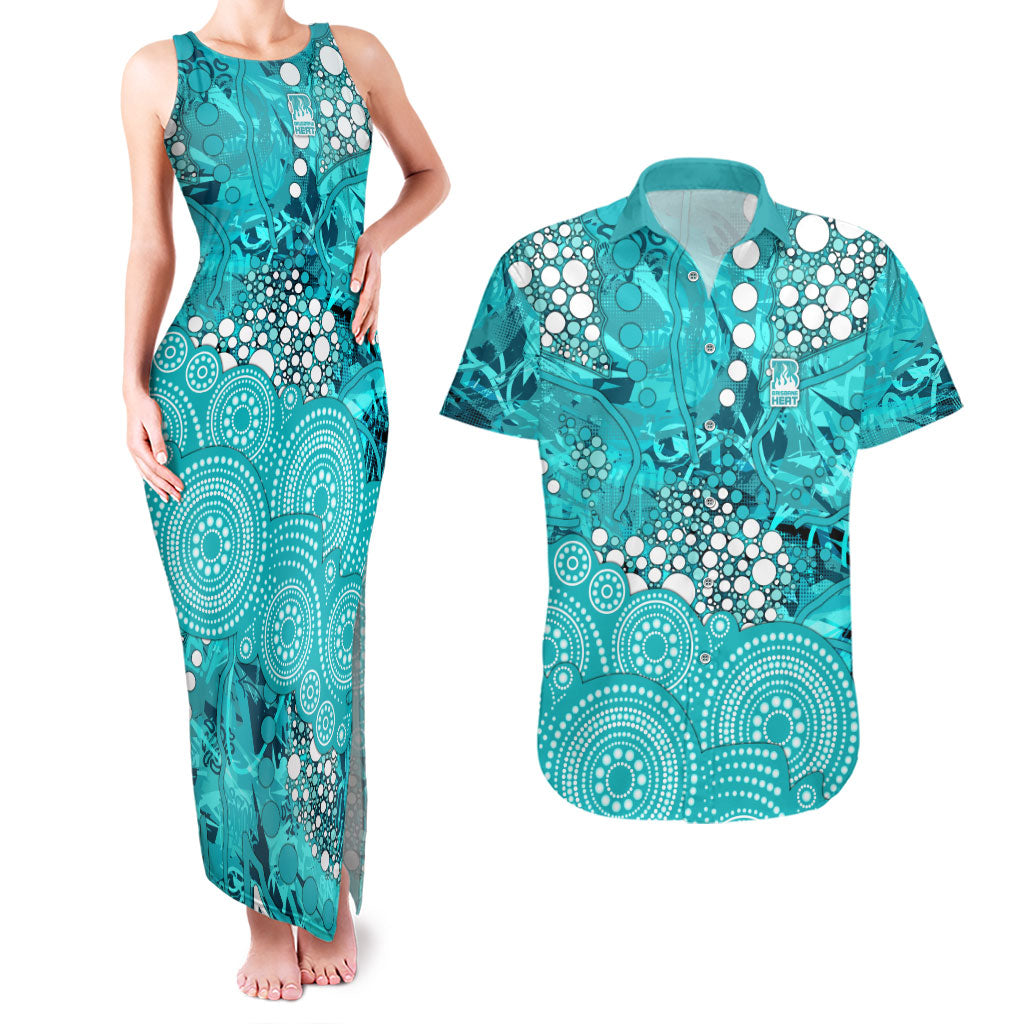 Brisbane Heat Couples Matching Tank Maxi Dress and Hawaiian Shirt Graffiti Urban Aboriginal Dot Abstract Design
