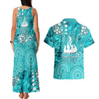 Brisbane Heat Couples Matching Tank Maxi Dress and Hawaiian Shirt Graffiti Urban Aboriginal Dot Abstract Design