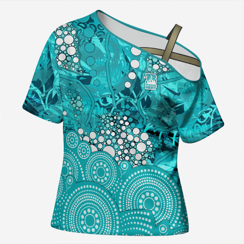 Brisbane Heat Cross Shoulder Shirt Graffiti Urban Aboriginal Dot Abstract Design