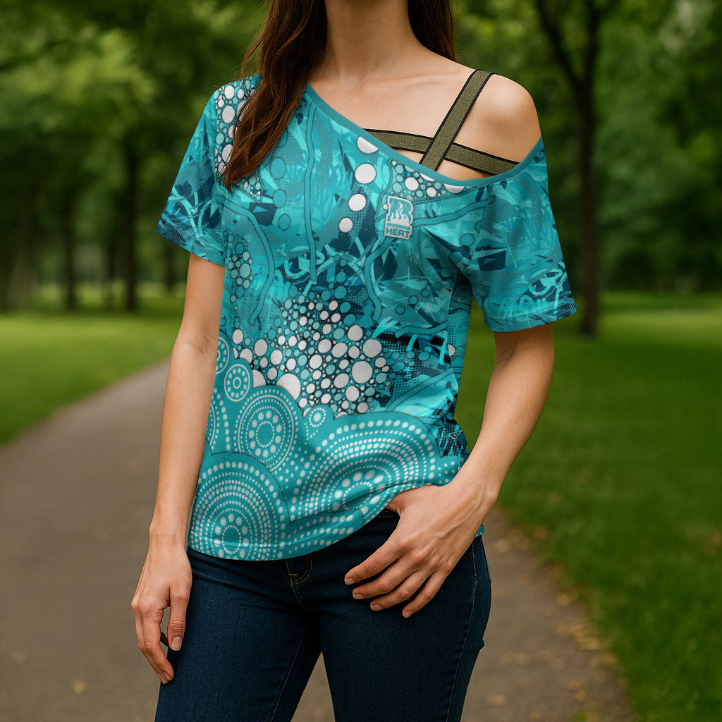 Brisbane Heat Cross Shoulder Shirt Graffiti Urban Aboriginal Dot Abstract Design