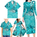 Brisbane Heat Family Matching Long Sleeve Bodycon Dress and Hawaiian Shirt Graffiti Urban Aboriginal Dot Abstract Design
