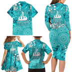 Brisbane Heat Family Matching Long Sleeve Bodycon Dress and Hawaiian Shirt Graffiti Urban Aboriginal Dot Abstract Design
