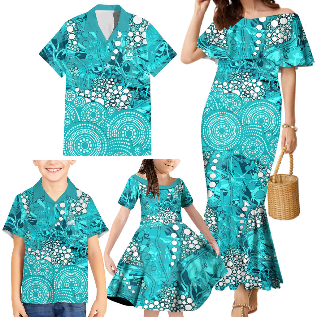 Brisbane Heat Family Matching Mermaid Dress and Hawaiian Shirt Graffiti Urban Aboriginal Dot Abstract Design