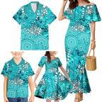 Brisbane Heat Family Matching Mermaid Dress and Hawaiian Shirt Graffiti Urban Aboriginal Dot Abstract Design