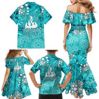 Brisbane Heat Family Matching Mermaid Dress and Hawaiian Shirt Graffiti Urban Aboriginal Dot Abstract Design