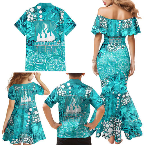 Brisbane Heat Family Matching Mermaid Dress and Hawaiian Shirt Graffiti Urban Aboriginal Dot Abstract Design