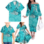 Brisbane Heat Family Matching Off The Shoulder Long Sleeve Dress and Hawaiian Shirt Graffiti Urban Aboriginal Dot Abstract Design