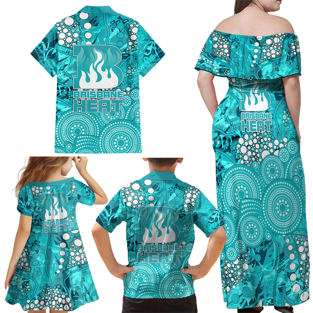 Brisbane Heat Family Matching Off Shoulder Maxi Dress and Hawaiian Shirt Graffiti Urban Aboriginal Dot Abstract Design