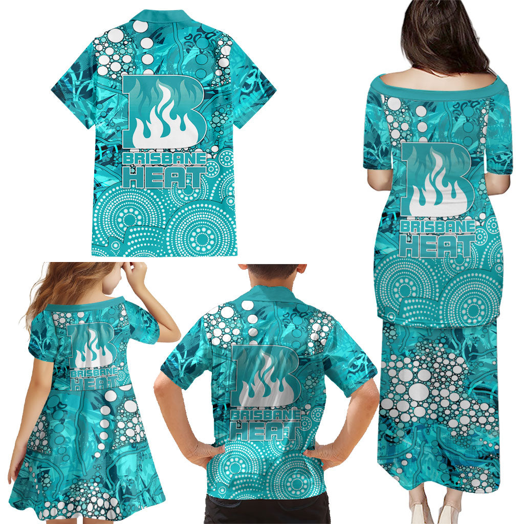 Brisbane Heat Family Matching Puletasi and Hawaiian Shirt Graffiti Urban Aboriginal Dot Abstract Design