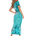 Brisbane Heat Family Matching Short Sleeve Bodycon Dress and Hawaiian Shirt Graffiti Urban Aboriginal Dot Abstract Design