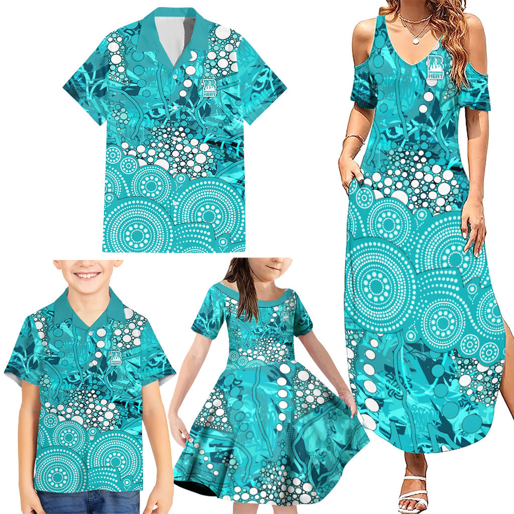 Brisbane Heat Family Matching Summer Maxi Dress and Hawaiian Shirt Graffiti Urban Aboriginal Dot Abstract Design