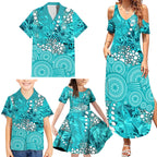 Brisbane Heat Family Matching Summer Maxi Dress and Hawaiian Shirt Graffiti Urban Aboriginal Dot Abstract Design