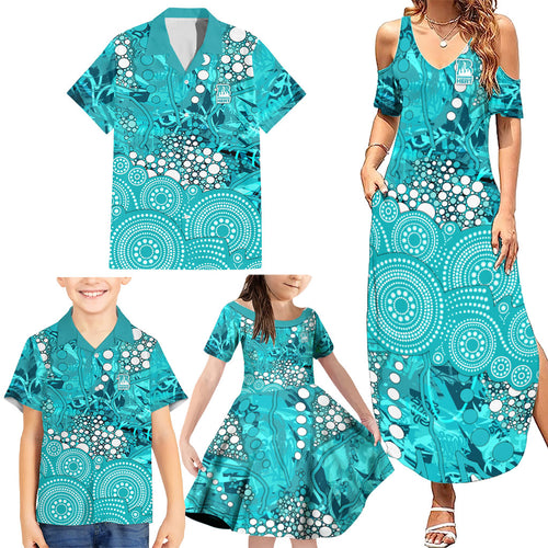 Brisbane Heat Family Matching Summer Maxi Dress and Hawaiian Shirt Graffiti Urban Aboriginal Dot Abstract Design