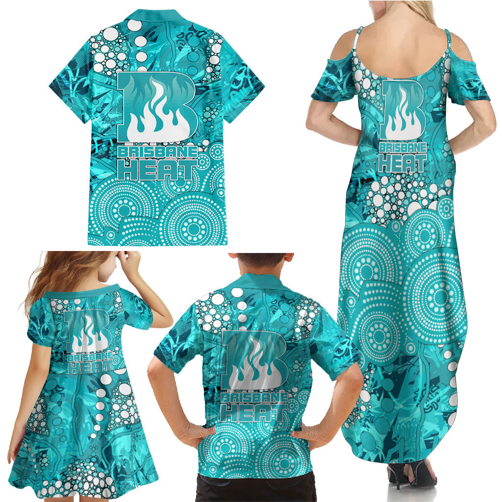 Brisbane Heat Family Matching Summer Maxi Dress and Hawaiian Shirt Graffiti Urban Aboriginal Dot Abstract Design