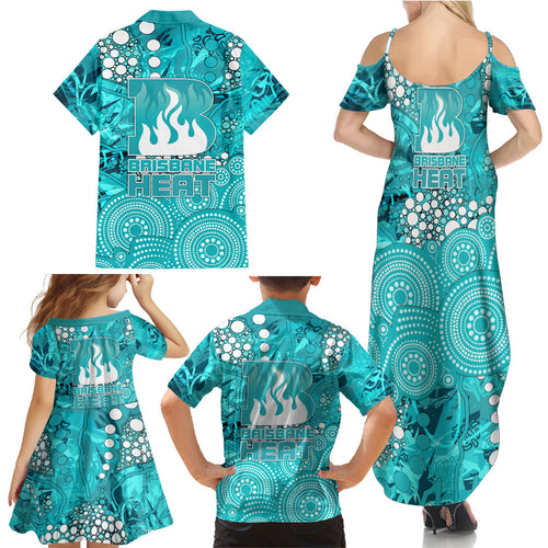 Brisbane Heat Family Matching Summer Maxi Dress and Hawaiian Shirt Graffiti Urban Aboriginal Dot Abstract Design
