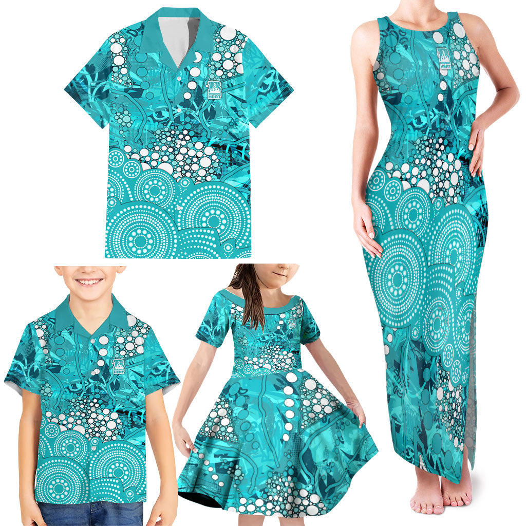 Brisbane Heat Family Matching Tank Maxi Dress and Hawaiian Shirt Graffiti Urban Aboriginal Dot Abstract Design