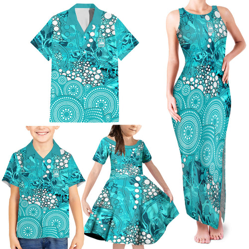 Brisbane Heat Family Matching Tank Maxi Dress and Hawaiian Shirt Graffiti Urban Aboriginal Dot Abstract Design
