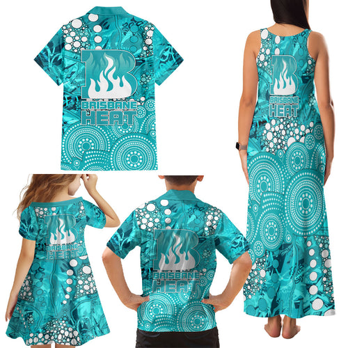 Brisbane Heat Family Matching Tank Maxi Dress and Hawaiian Shirt Graffiti Urban Aboriginal Dot Abstract Design