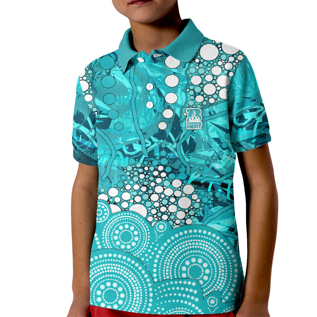 Brisbane Heat Kid Polo Shirt Graffiti Urban Aboriginal Dot Abstract Design
