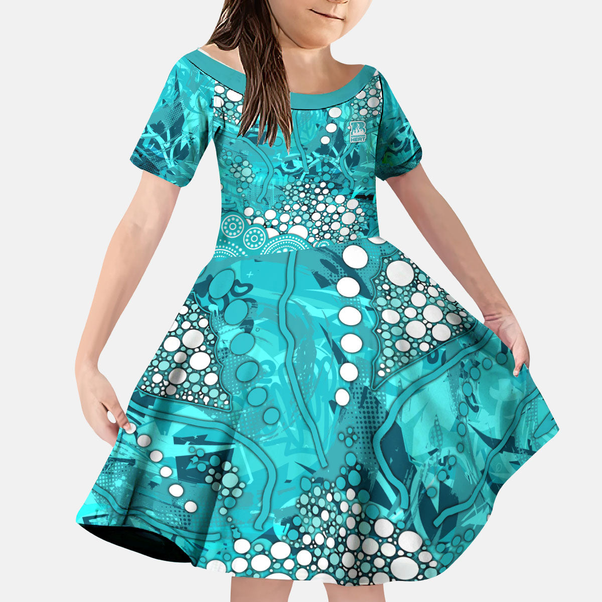 Brisbane Heat Kid Short Sleeve Dress Graffiti Urban Aboriginal Dot Abstract Design