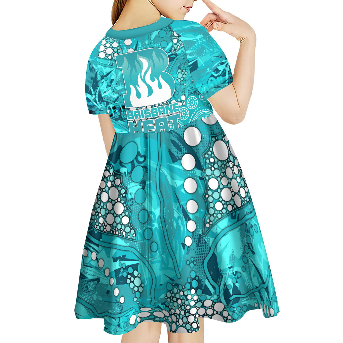 Brisbane Heat Kid Short Sleeve Dress Graffiti Urban Aboriginal Dot Abstract Design