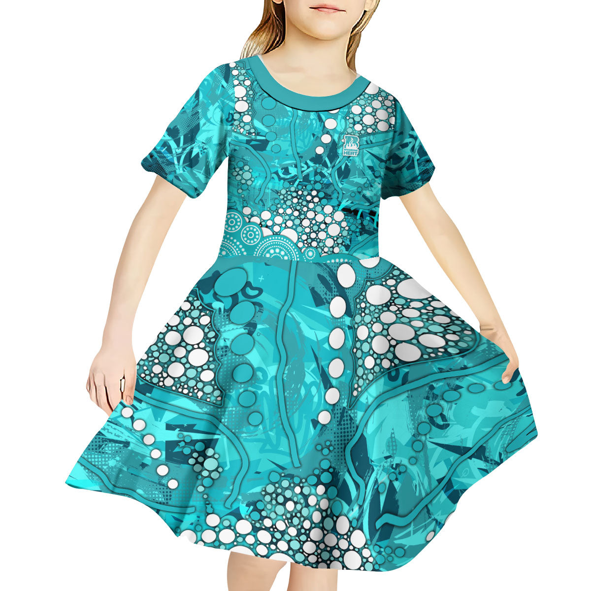 Brisbane Heat Kid Short Sleeve Dress Graffiti Urban Aboriginal Dot Abstract Design