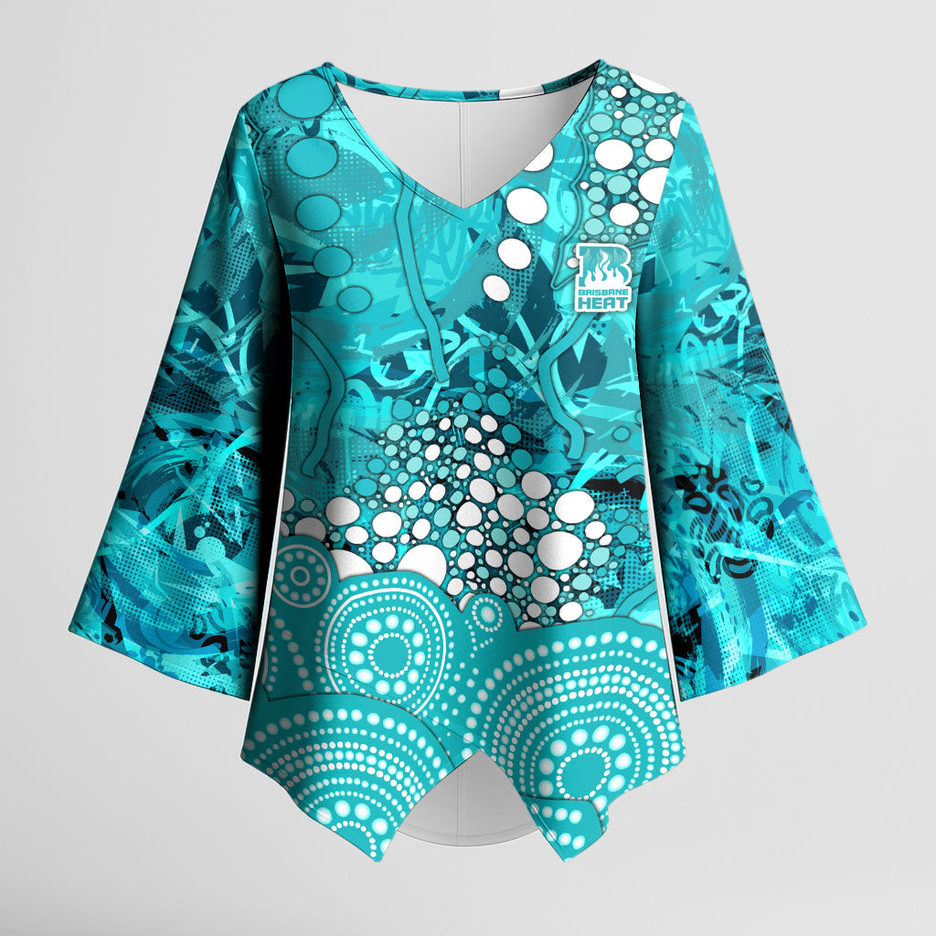Brisbane Heat Kimono Sleeve Blouse Graffiti Urban Aboriginal Dot Abstract Design