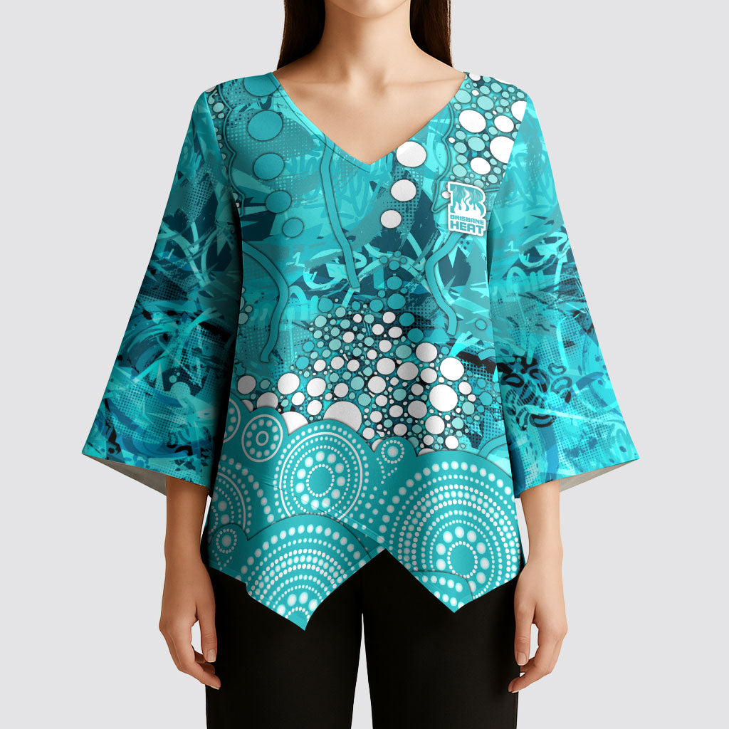 Brisbane Heat Kimono Sleeve Blouse Graffiti Urban Aboriginal Dot Abstract Design